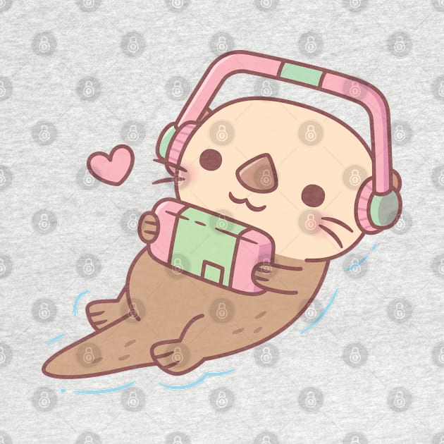 Cute Sea Otter Gamer Chilling With Game Console by rustydoodle